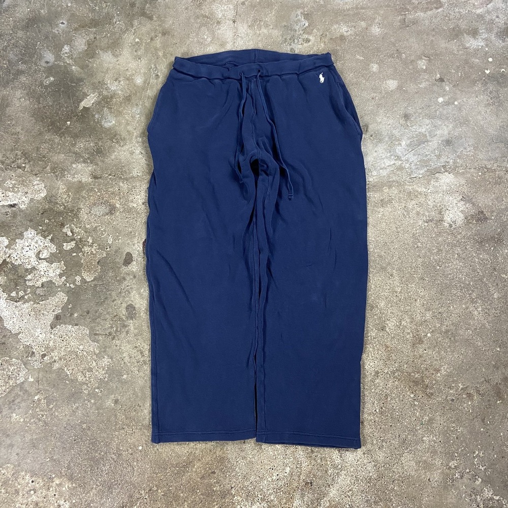 Polo Ralph Lauren Pajama Pants Size Large Blue Waffle Knit White Pony Logo